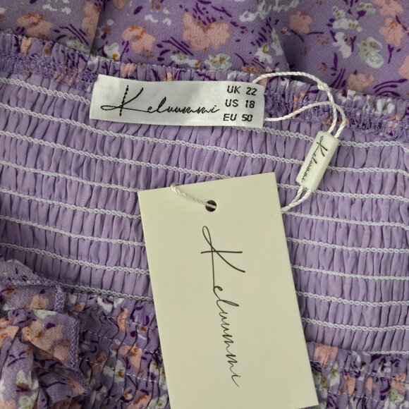 NWT | Keluummi Purple Floral Tiered Dress | Cottagecore | Plus Size 18 - Picture 5 of 7